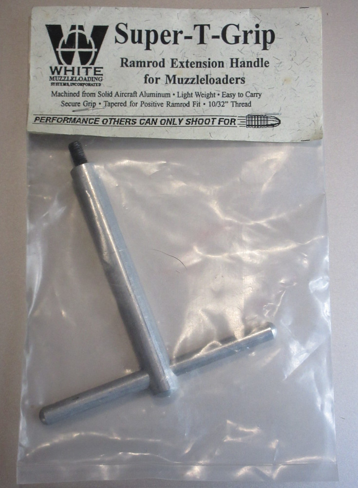White Super T Grip Ramrod Extension Handle Muzzleoader 10/32 Thread NIP