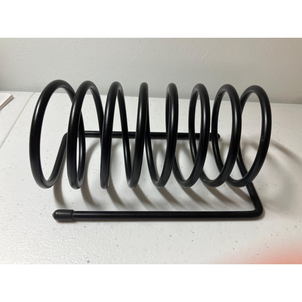 Vintage Large Black Coiled Note Letter Holder Seven Spaces
