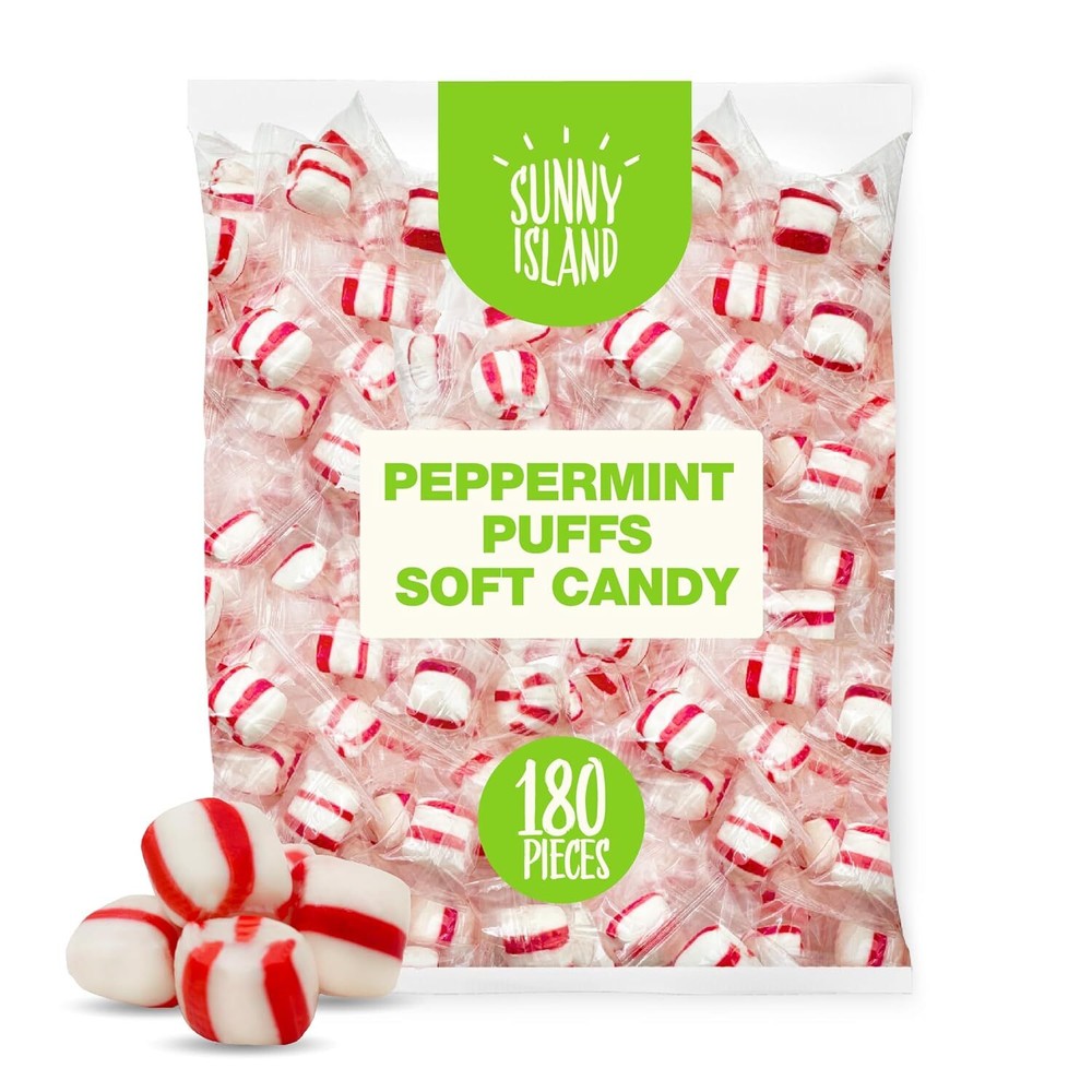 Peppermint Puffs Soft Candy, Refreshing Mints, Individually Wrapped, 2-Pound Bag