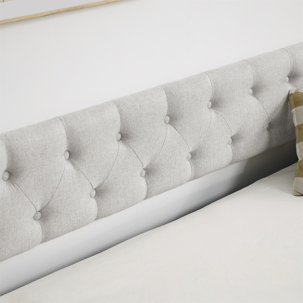 Twin/Full Size Daybed w/ Pull Out Trundle Bed Upholstered Bed Frame Sofa Bed