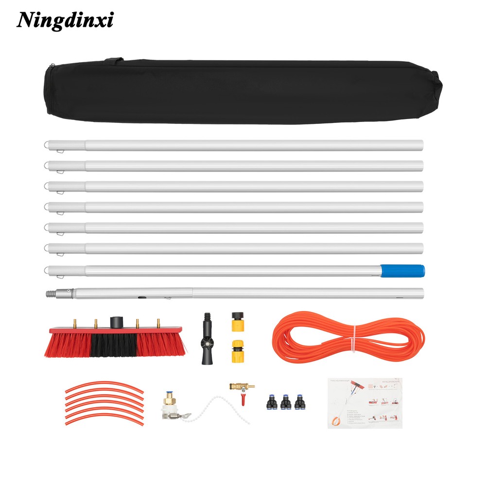 For Window+ Solar Panel Clean Washing 26FT Water Fed Pole Cleaning Brush Tool