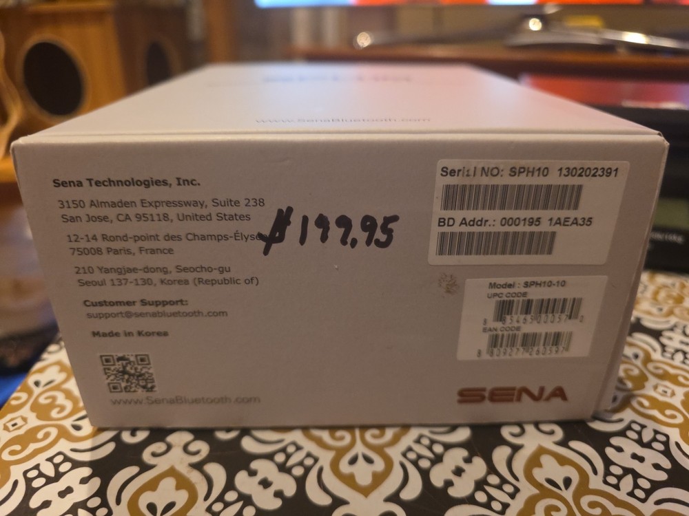 SENA SPH10 Handsfree Bluetooth Stereo Headset & Intercom. Missing USB Power Cabl