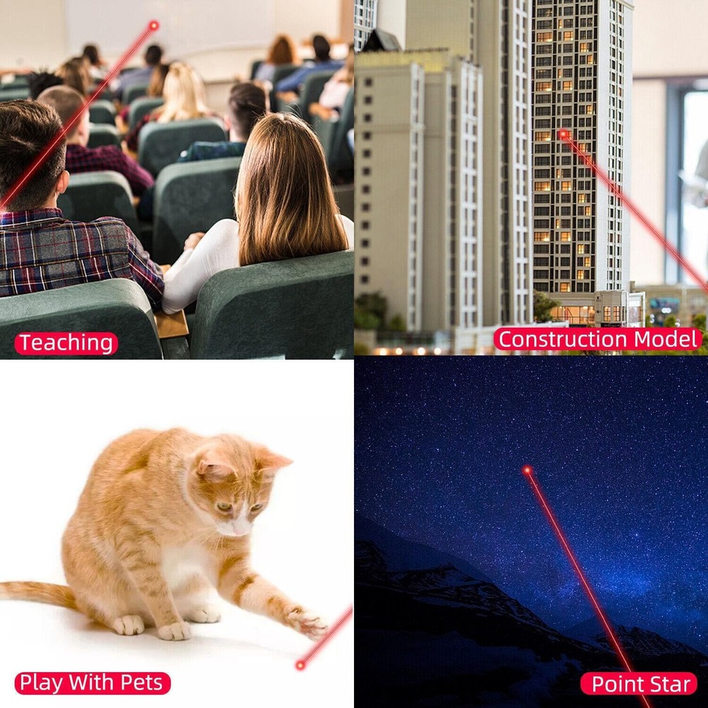 Red Light Laser Pointer Rechargeable Flashlight Cat Toy Adjustable Focus