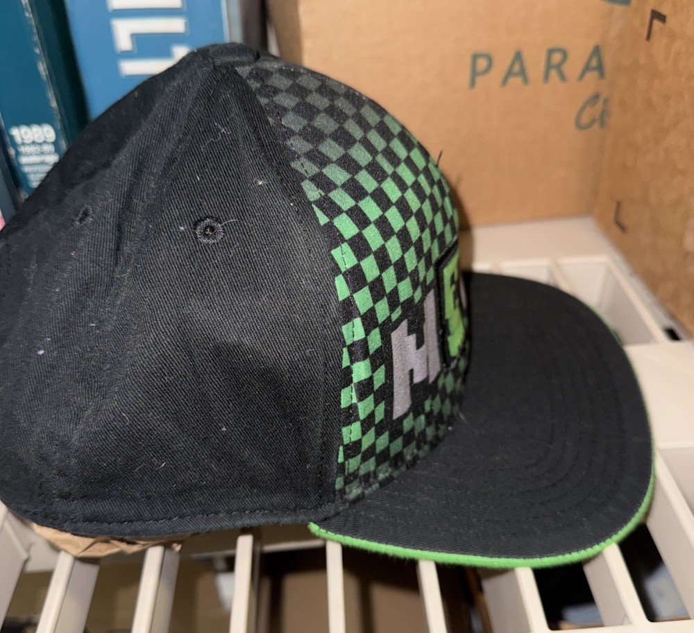 Minecraft Creeper Youth Hat Adjustable Snapback Black