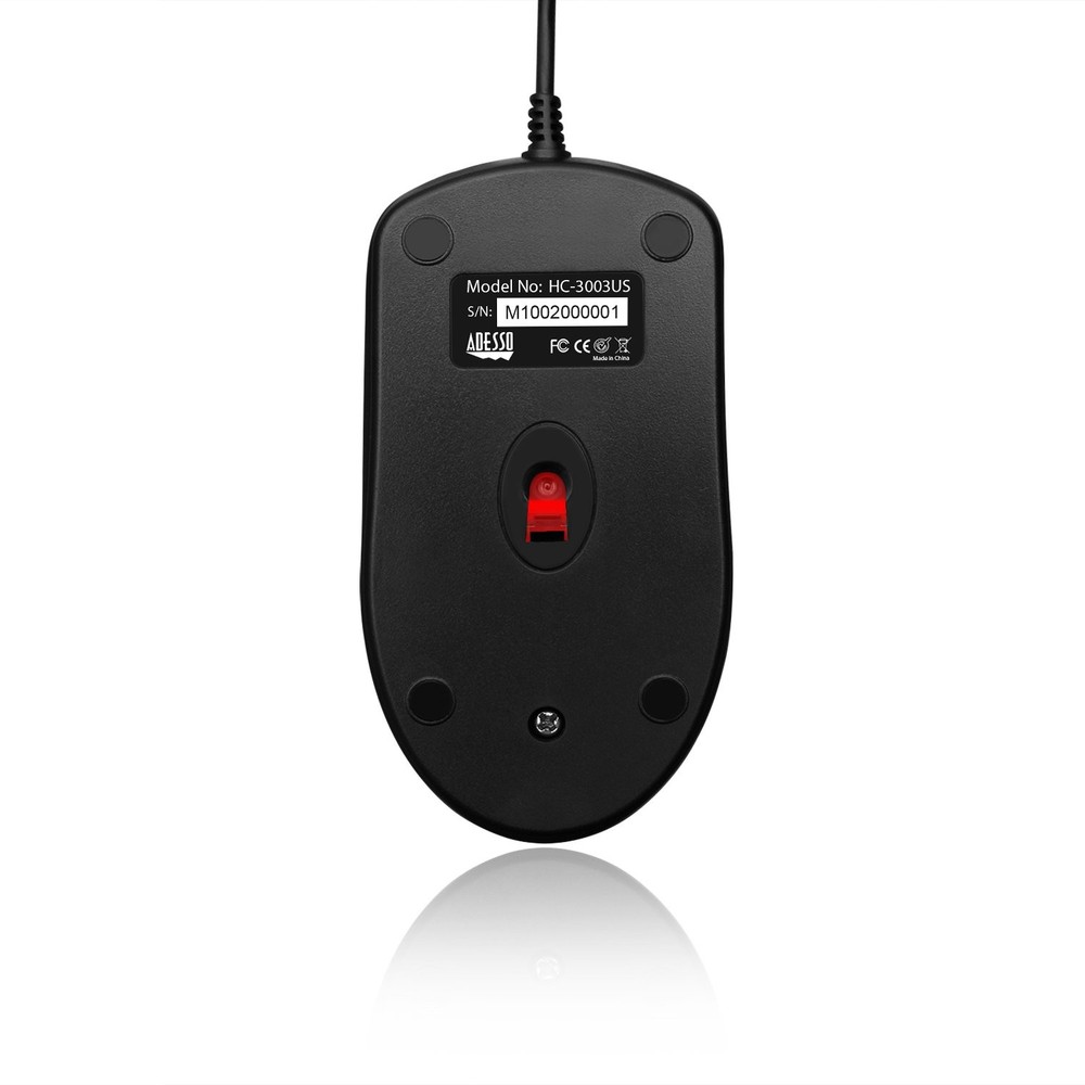 3-Button USB Optical Scroll Mouse with 1000 DPI - Black Desktop Accessory