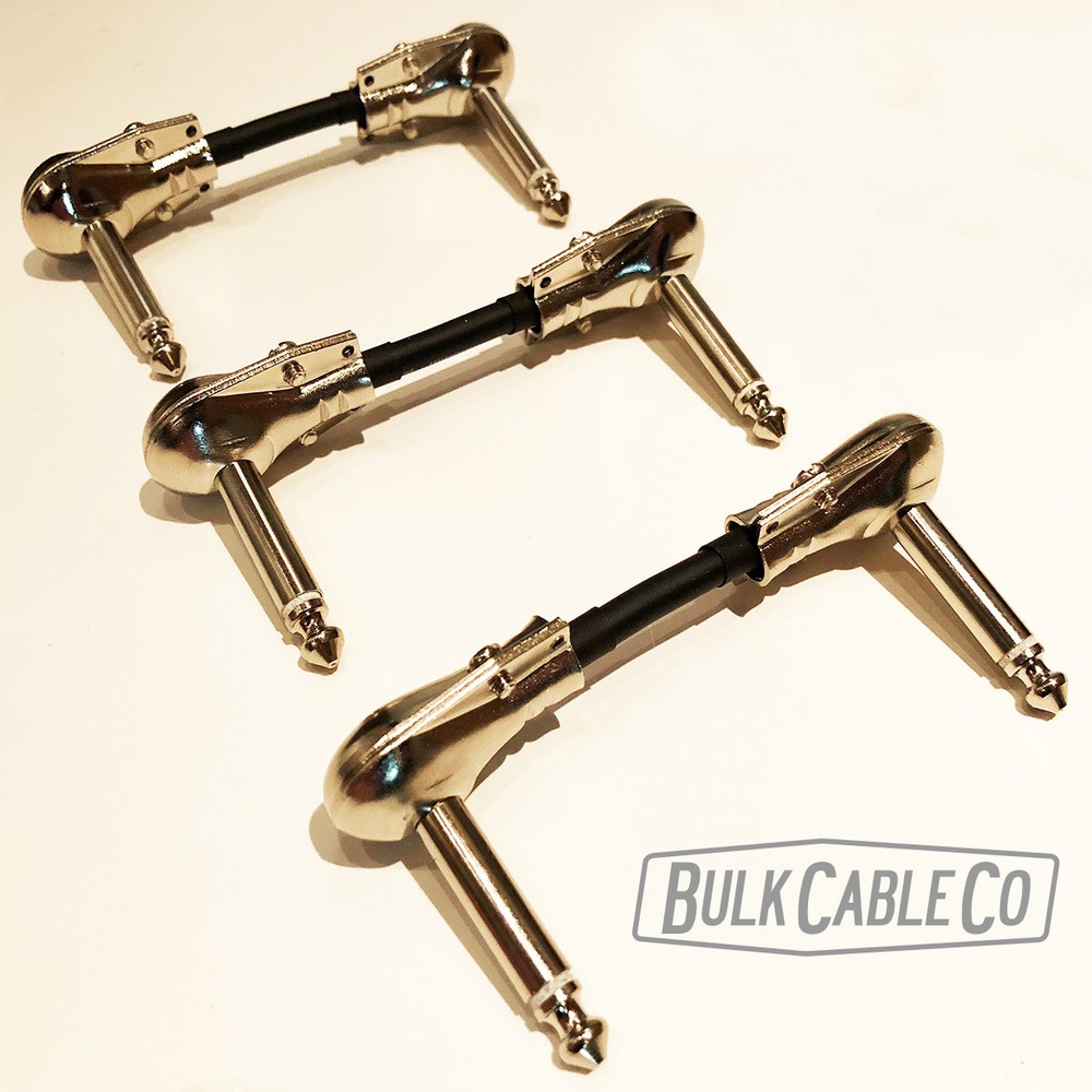 MOGAMI 2319 3" PEDALBOARD PATCH CABLES - 3 FX PATCH CORDS - PANCAKE CONNECTORS