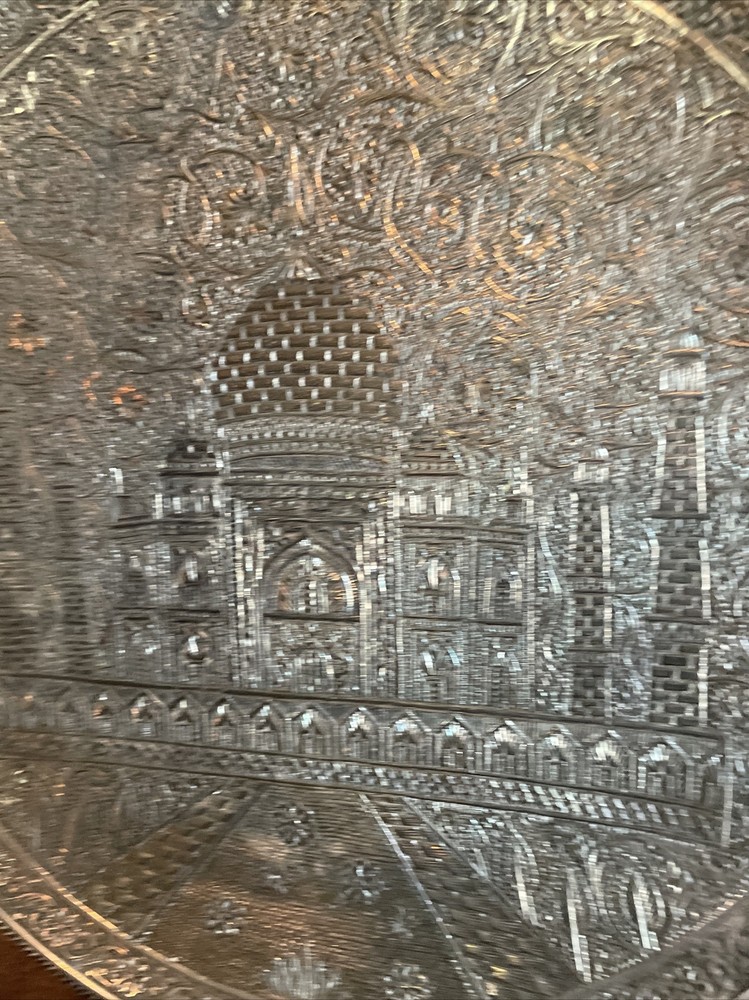 Silver Engraved Taj Mahal Wall Plate