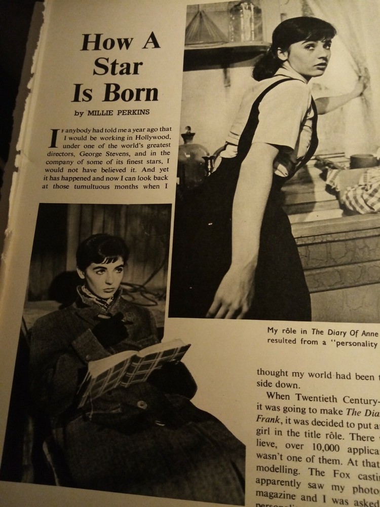 61-9 Ephemera 1950s film article millie perkins