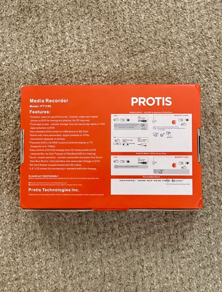 PROTIS Multi-function Media Recorder PT1190 DVD Recorder/Player HDMI USB🎁NEW🎁