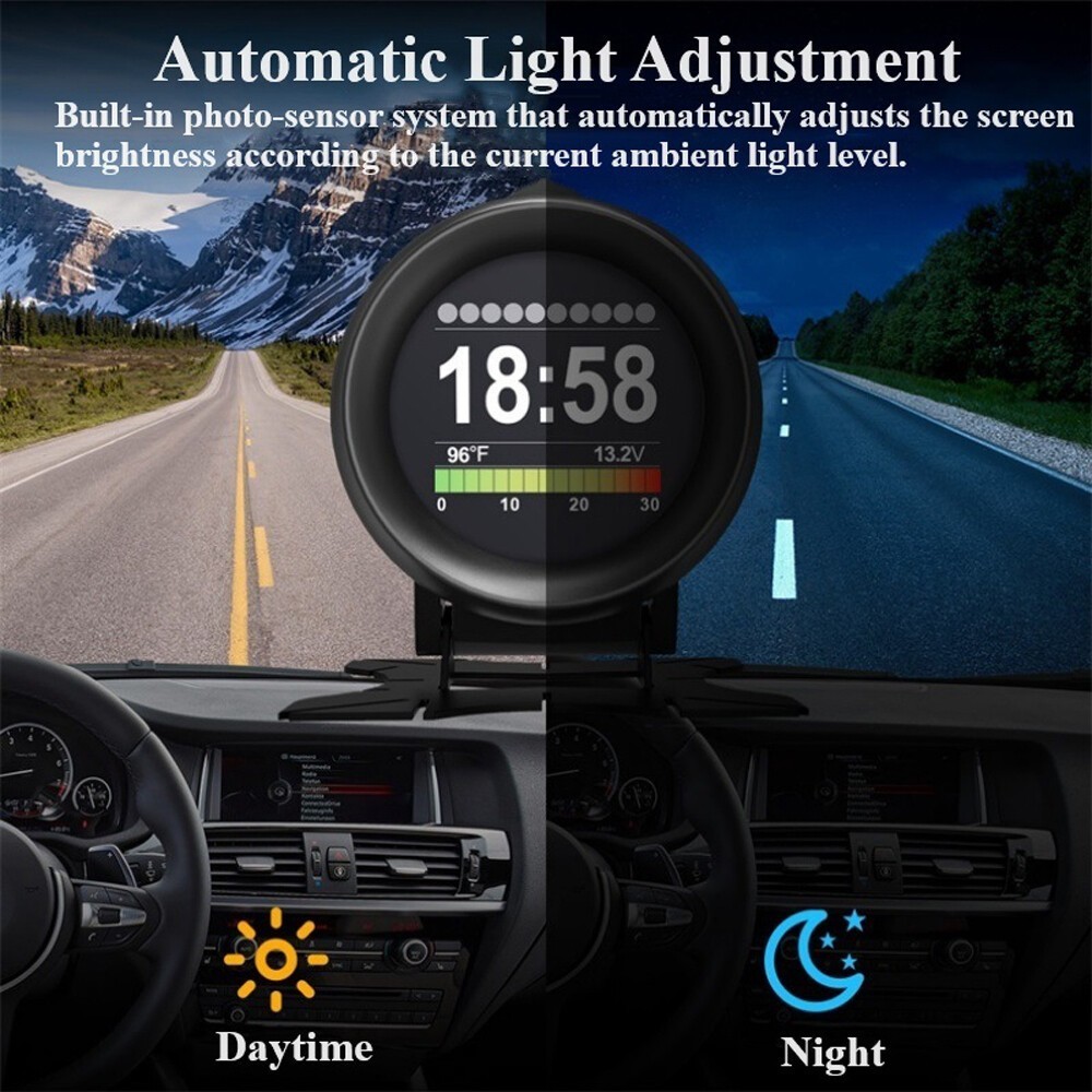 Car HUD Computer OBD2 Digital Speedometer & Water Temperature Indicator Display