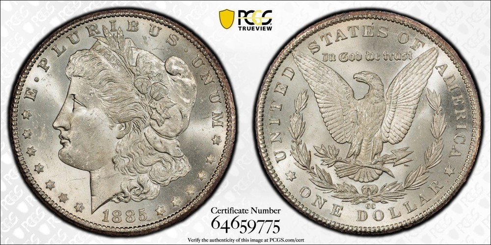 1885 CC Morgan Silver Dollar PCGS MS-64+