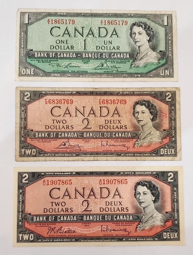 3pc 1954 Canada Banknote Lot