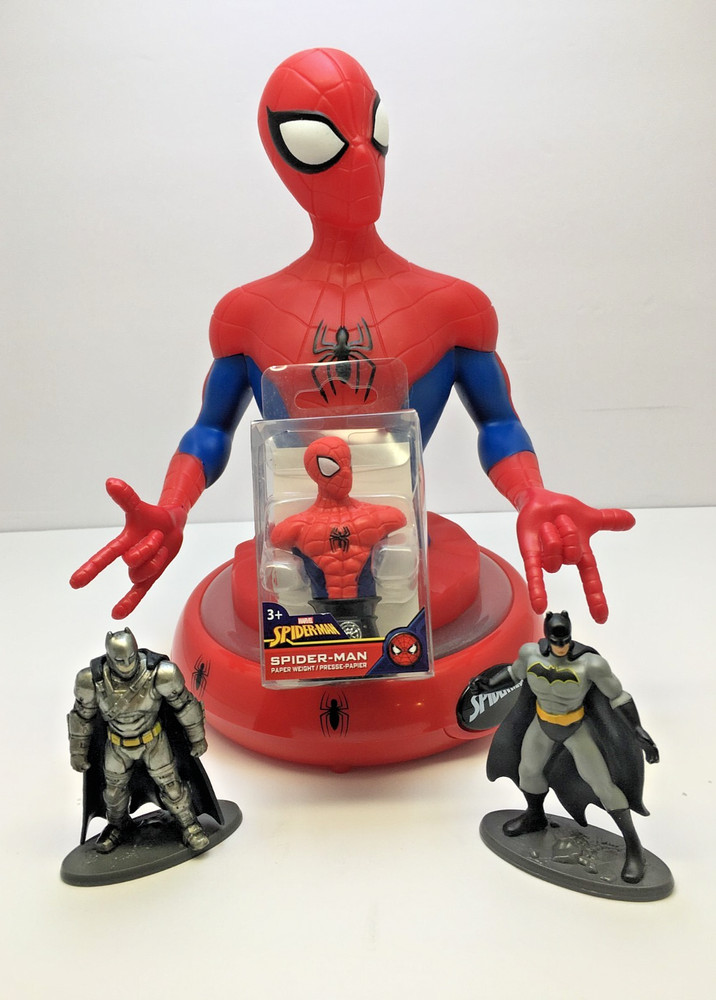 Marvel Spider-Man Table Nightlight, Paperweight, Batman Cake Topper Figures Lot