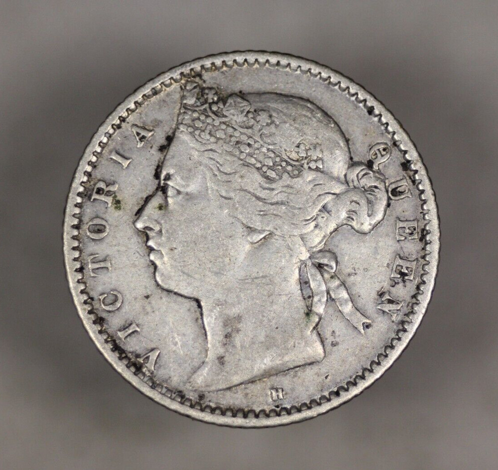 1879 H Straits Settlements Silver 10 Cents