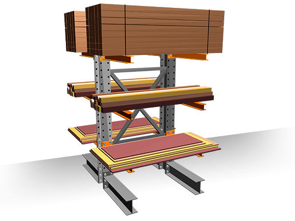 Structural Cantilever Racking Uprights - 10' Heavy Duty Double Sided Upright