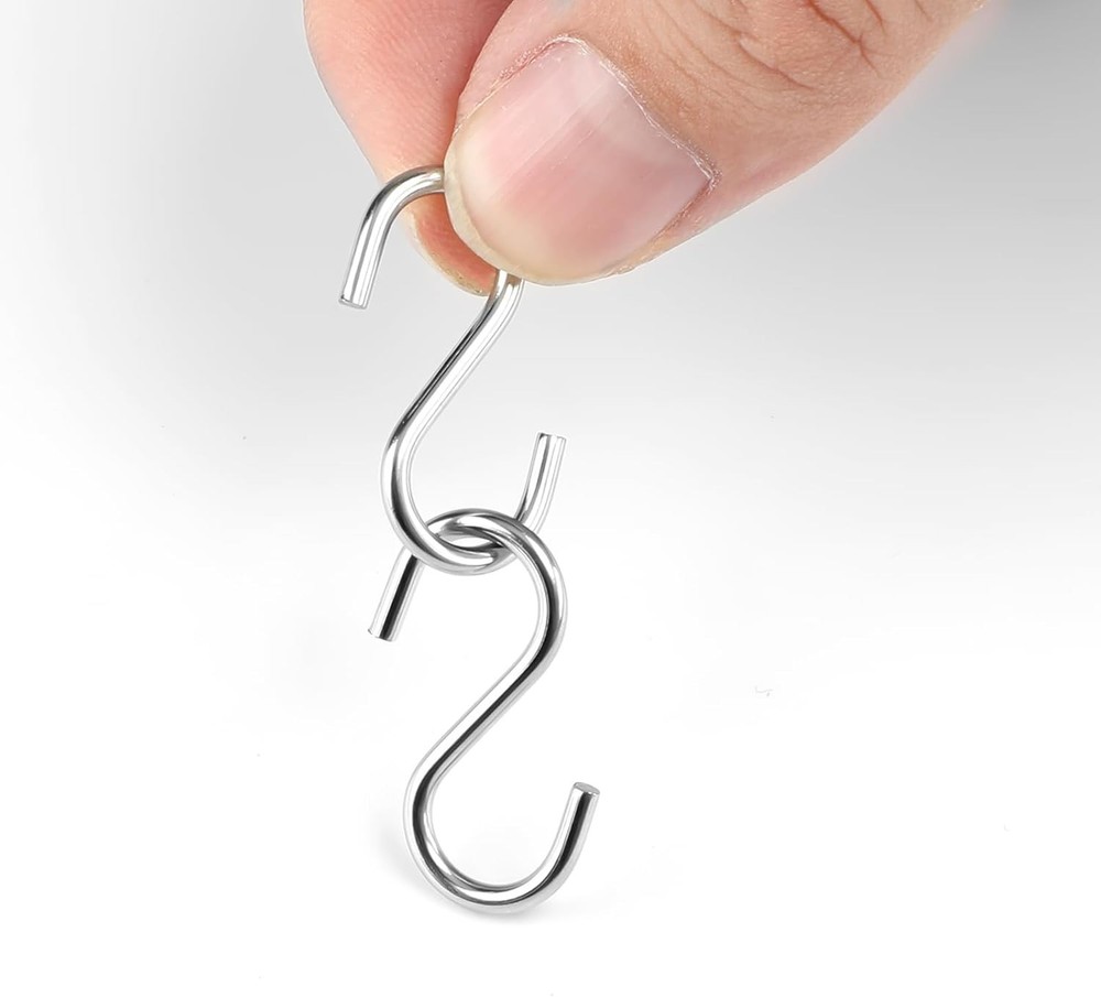 Versatile 100 Pack 1 Inch Mini S Hooks - Rust Resistant Silver Hooks for Crafts