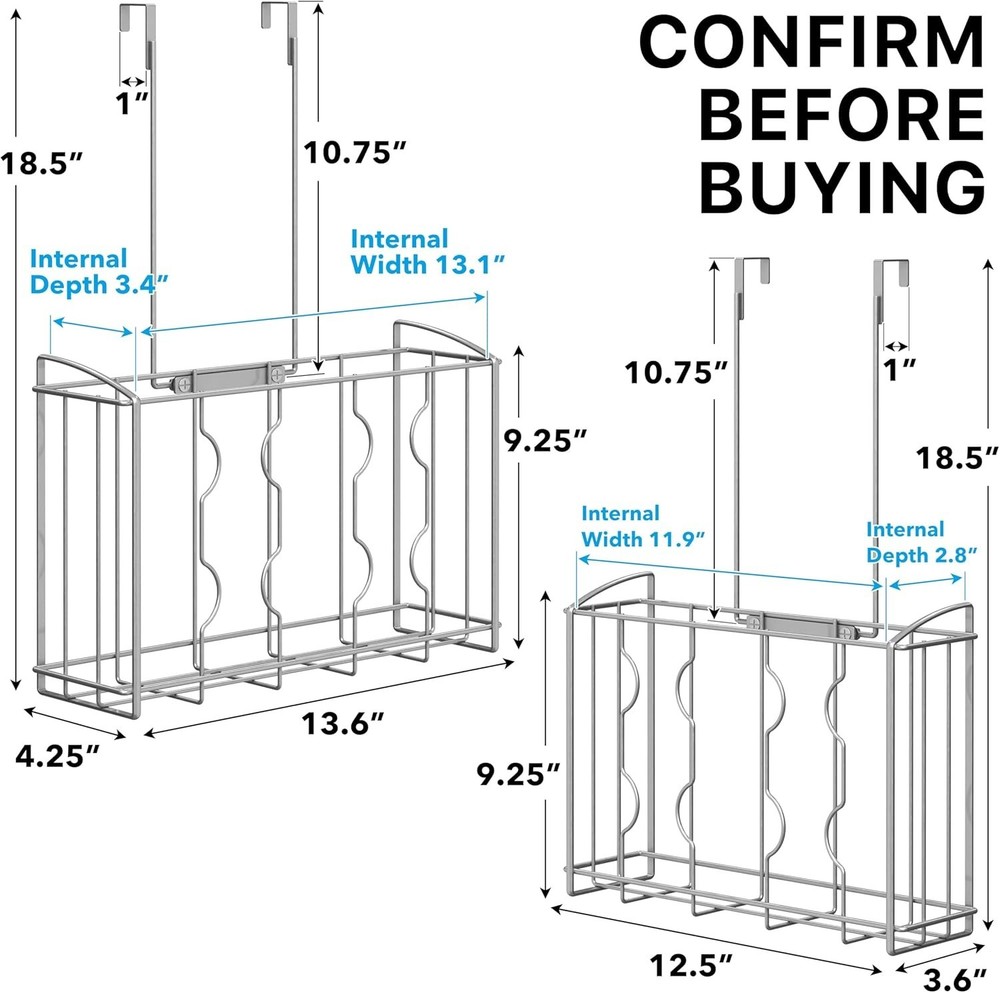 Versatile Over Cabinet Storage Holders - Lightweight & Stylish Silver Design