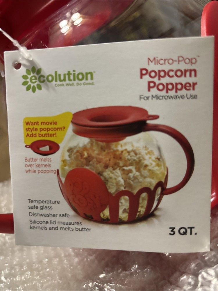 Ecolution Micro-Pop 3 Quart Microwave Popcorn Popper with Red