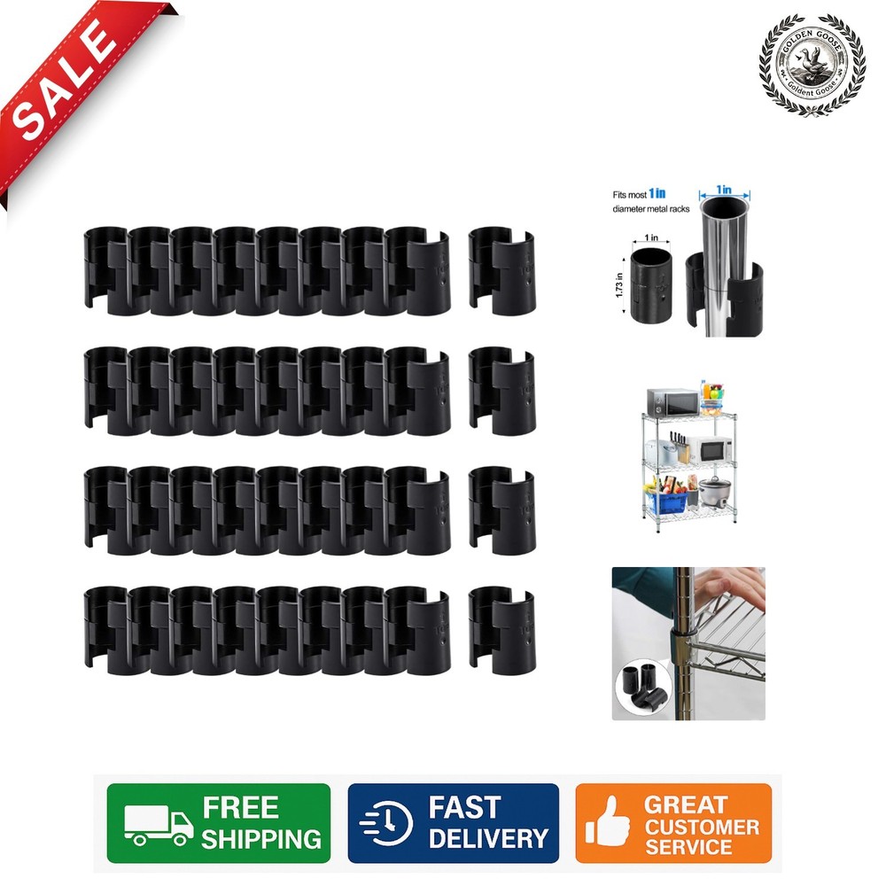 Versatile 50 Piece Shelf Lock Clips for 1" Metal Shelves - Black Replacement