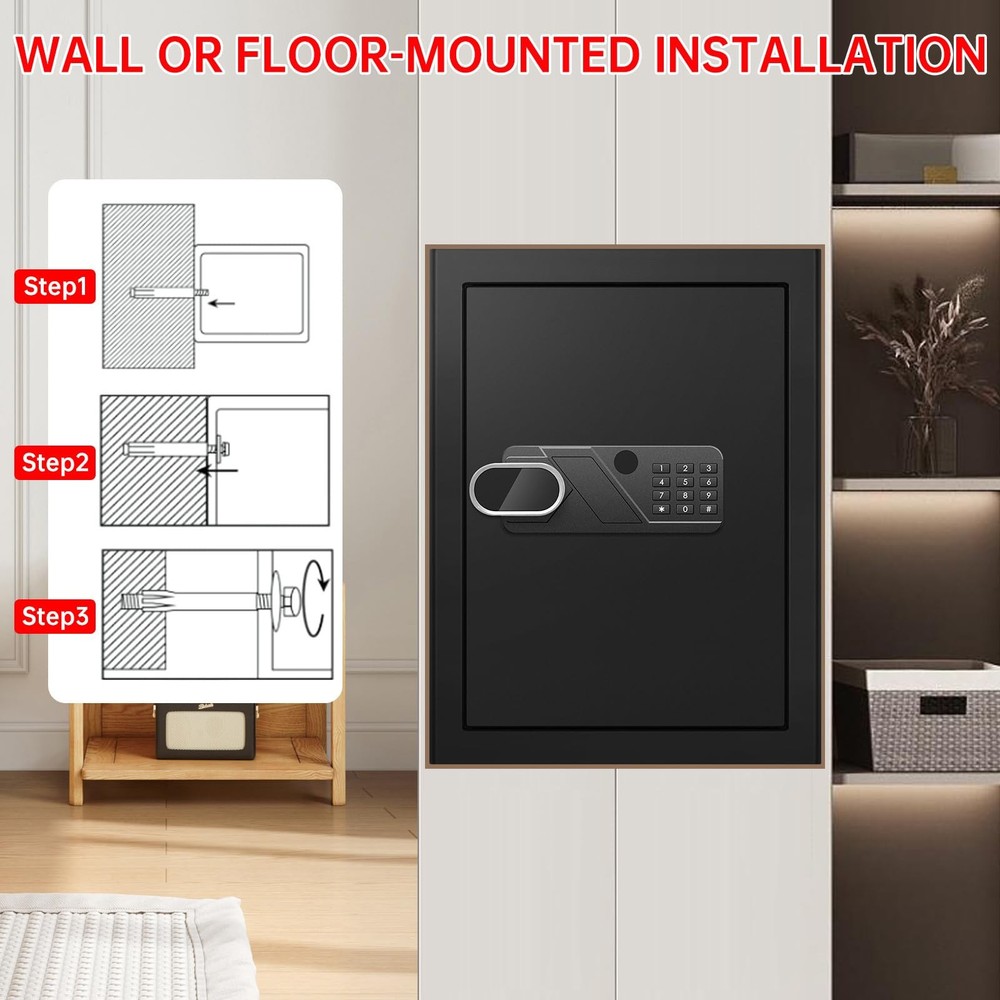 3.4 Cub Large Home Safe Fireproof Waterproof, Digital Security Fireproof Safe...