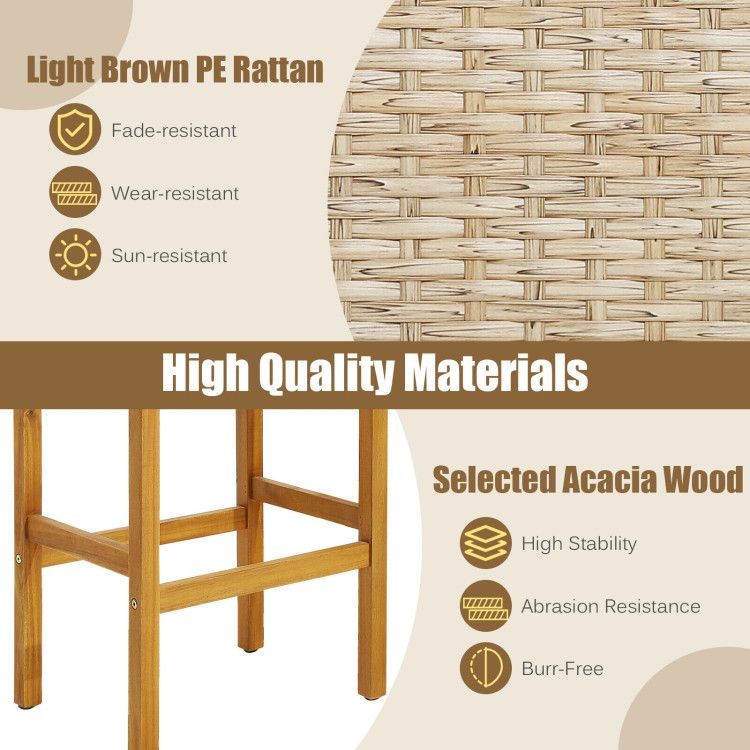 Patio Wood Bar Stools Set of 2