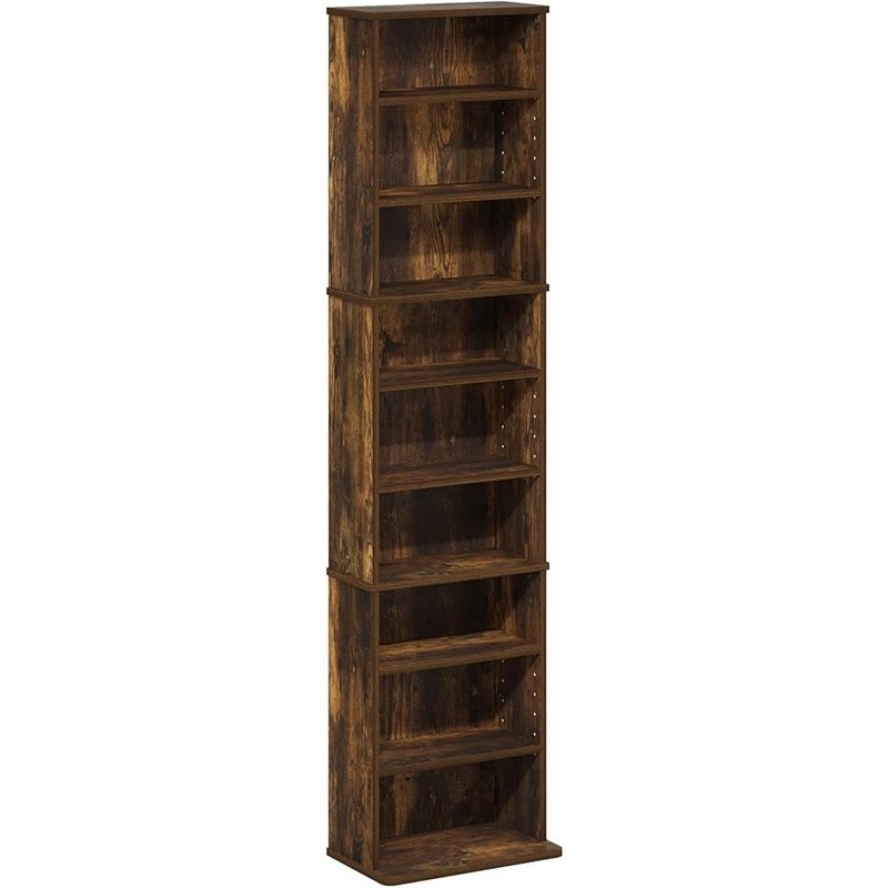 9-Shelf Media Storage Rack Adjustable Durable DVD CD Blu-ray GameCase Organizer