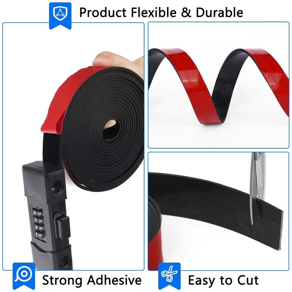 WochiTV Adhesive Solid Rubber Strips, 2" Wide x 1/16" Thick x 120" Long Self ...