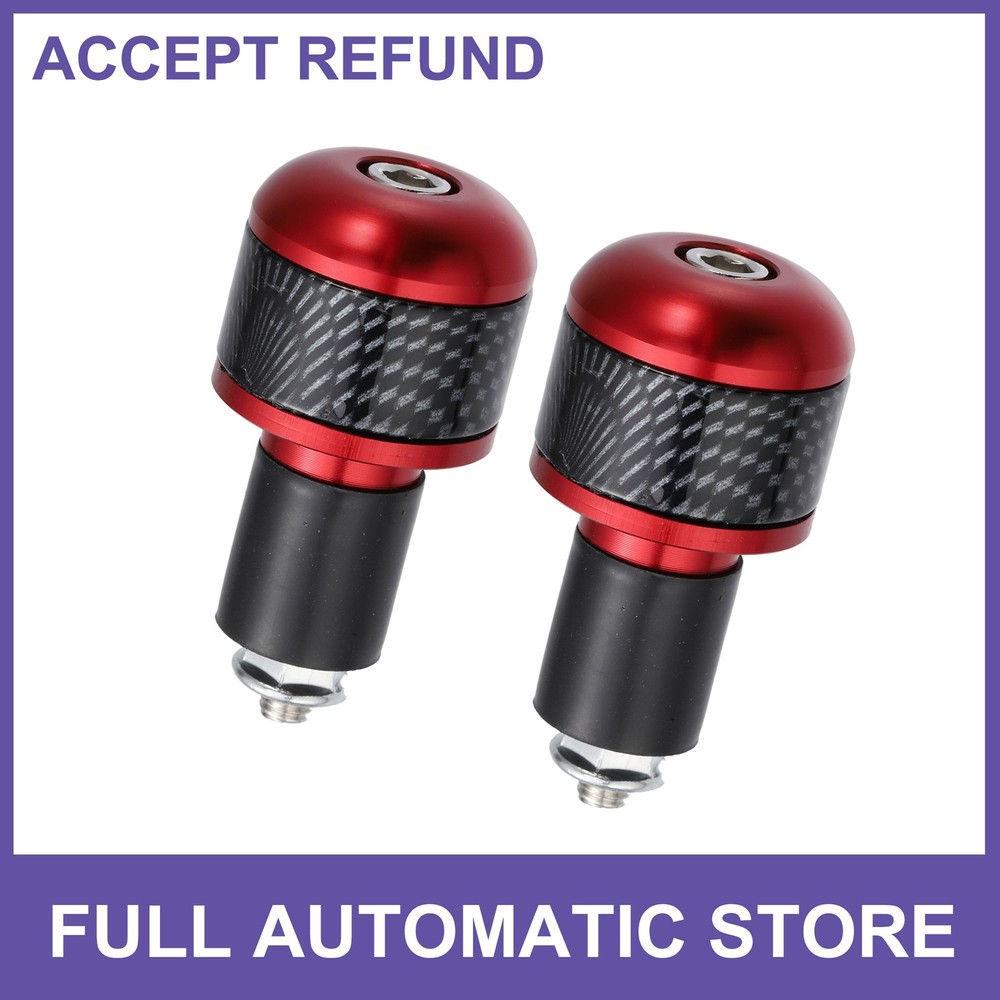 1 Pair 7/8" 22 mm Red Carbon Fiber Pattern Motorcycle Handlebar Ends Plug Cap