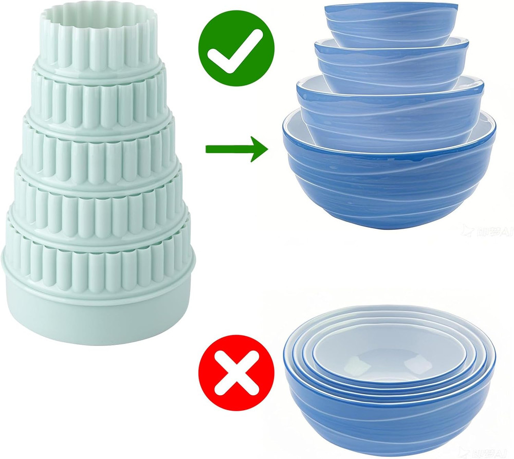 2 Sets Display Stands for Pyrex Bowls 16Pcs, Stacker Rings for Cabinet Organizer