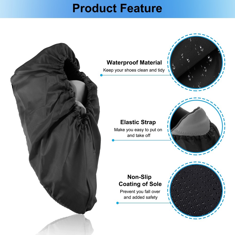 2 Pair Reusable Shoe Covers Washable Thickened Boot Shoe Covers Black