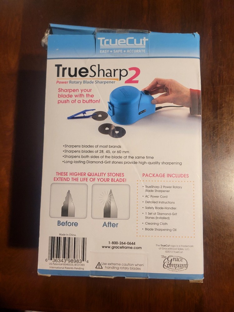 TRUE SHARP 2 High Quality Power Rotary Blade Sharpener Blue New/Open Box