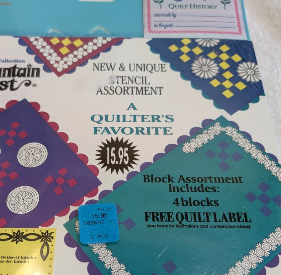Mountain Mist 4 Block Stencil Assortment Quilting Patterns SIP