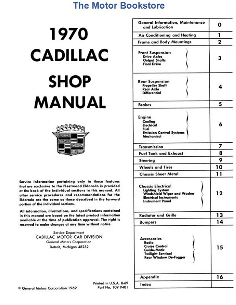 1970 Cadillac Shop Manual