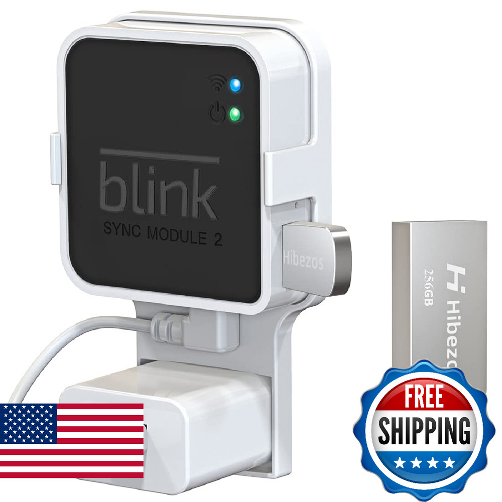 256GB USB Flash Drive & Outlet Mount for Blink Sync Module 2 - Space Saving
