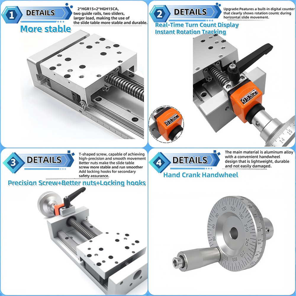 Linear Sliding Table Module T-shaped Screw Self-locking Digital Display XY Axis