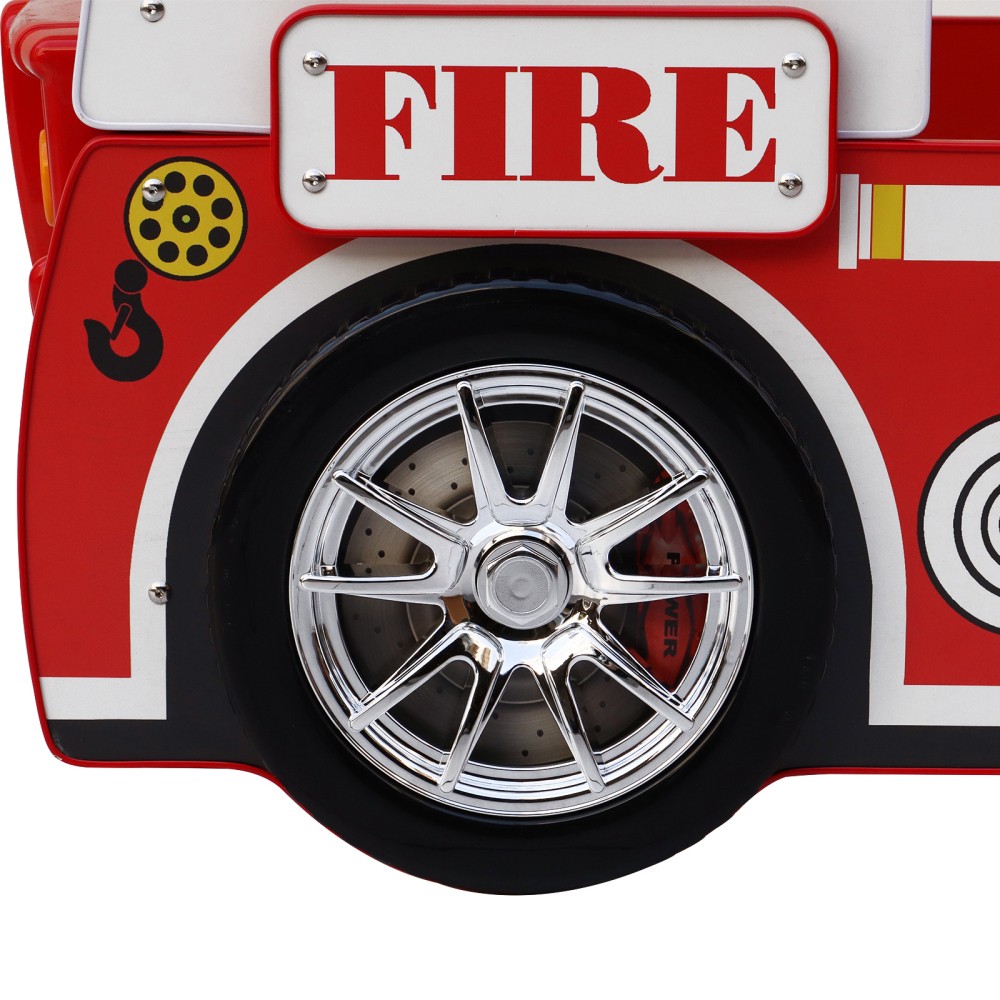 Kids Fire Truck Bed with LED Lights - Solid Built & Kid-Friendly Design