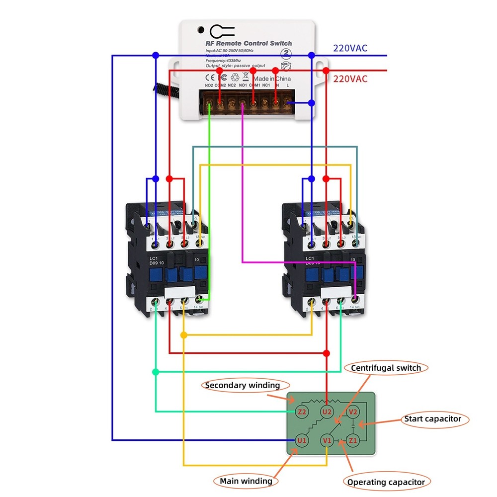 AC90~250V Relay Receiver Wireless Remote Control Switch For Lights Motors