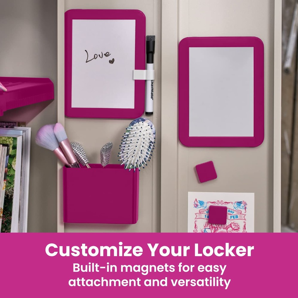 6-Piece Locker Organizer Kit, Includes Mirror, Whiteboard, Storage Cup & Dry ...