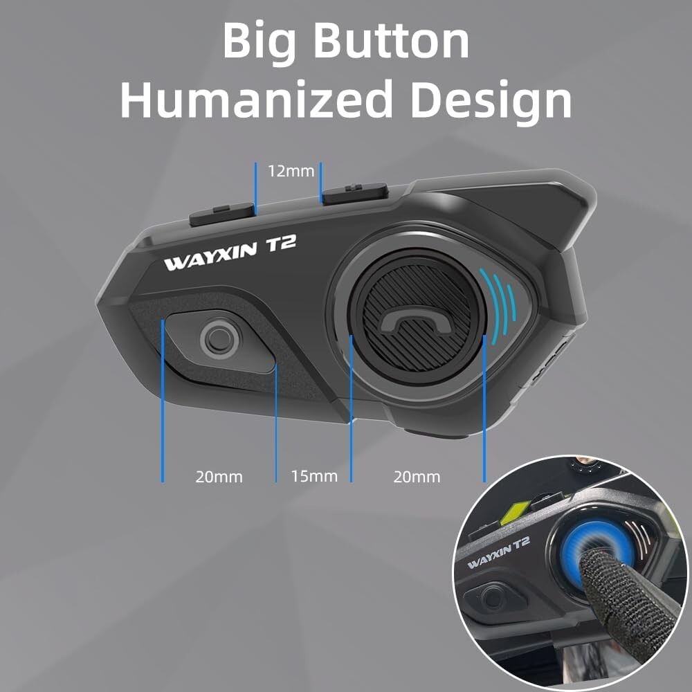 Motorcycle Bluetooth Headset T2 Helmet Intercom Wireless Waterproof Communicator