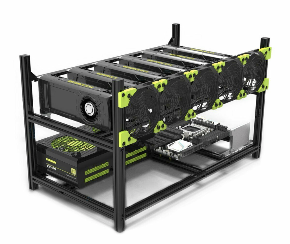 Veddha 6 GPU Miner Case Aluminum Stackable Mining Case Rig Open Air Frame USA!!!