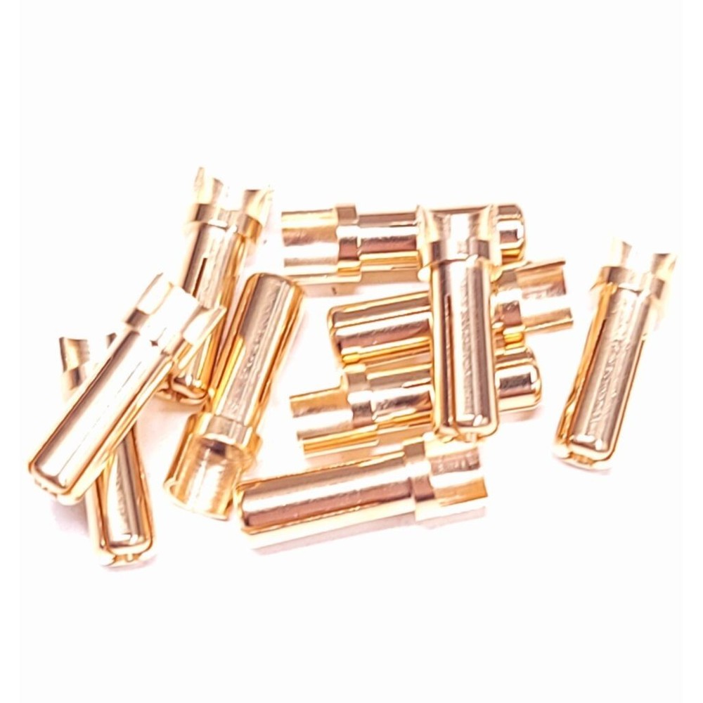 5mm oversized solid design gold plated bullet connector w/ shoulder 5 pair