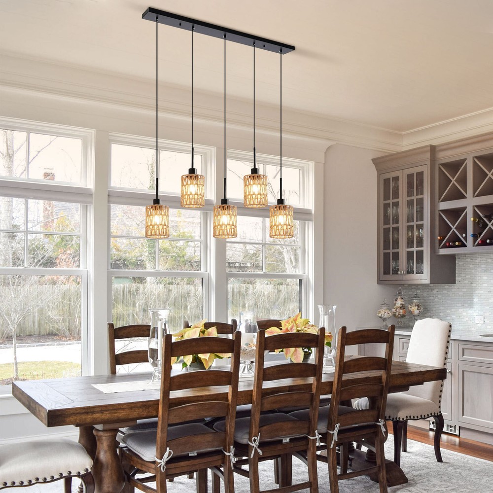 5-Light Pendant Light Height Adjustable Hanging Ceiling Light Fixture Indoor