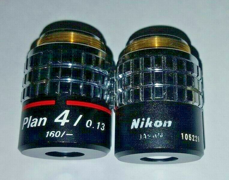 One Nikon Plan 4x / 0.13 Microscope Objective Lens 160/-