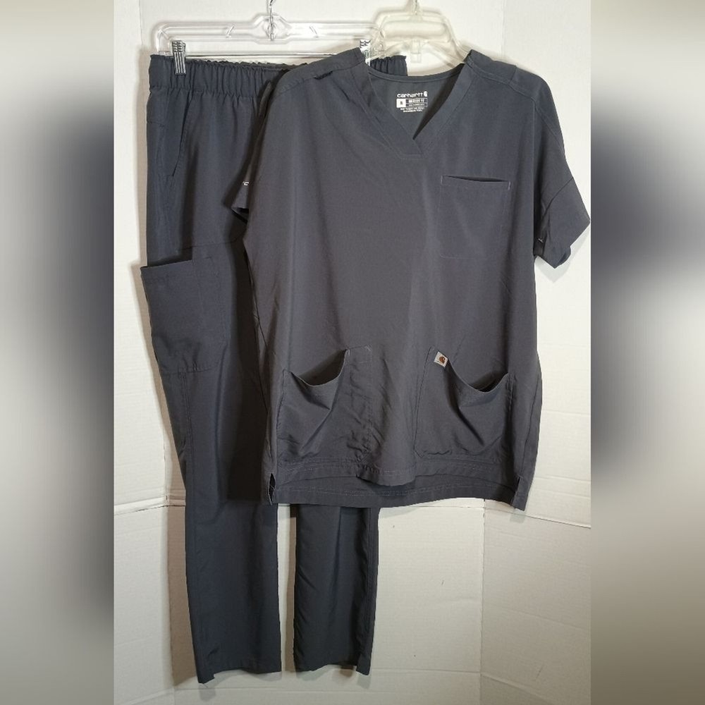 Carhartt Gray Scrub Set with Pockets Size Medium
