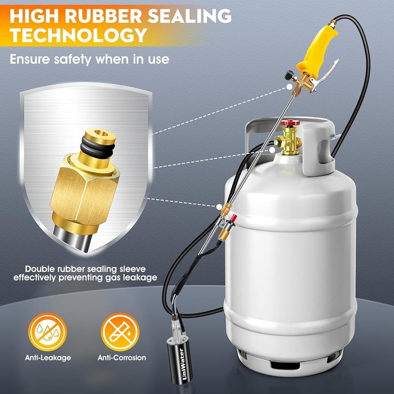 High Output Propane Weed Torch W/ Piezo Ignition & Adjustable Flame Control New