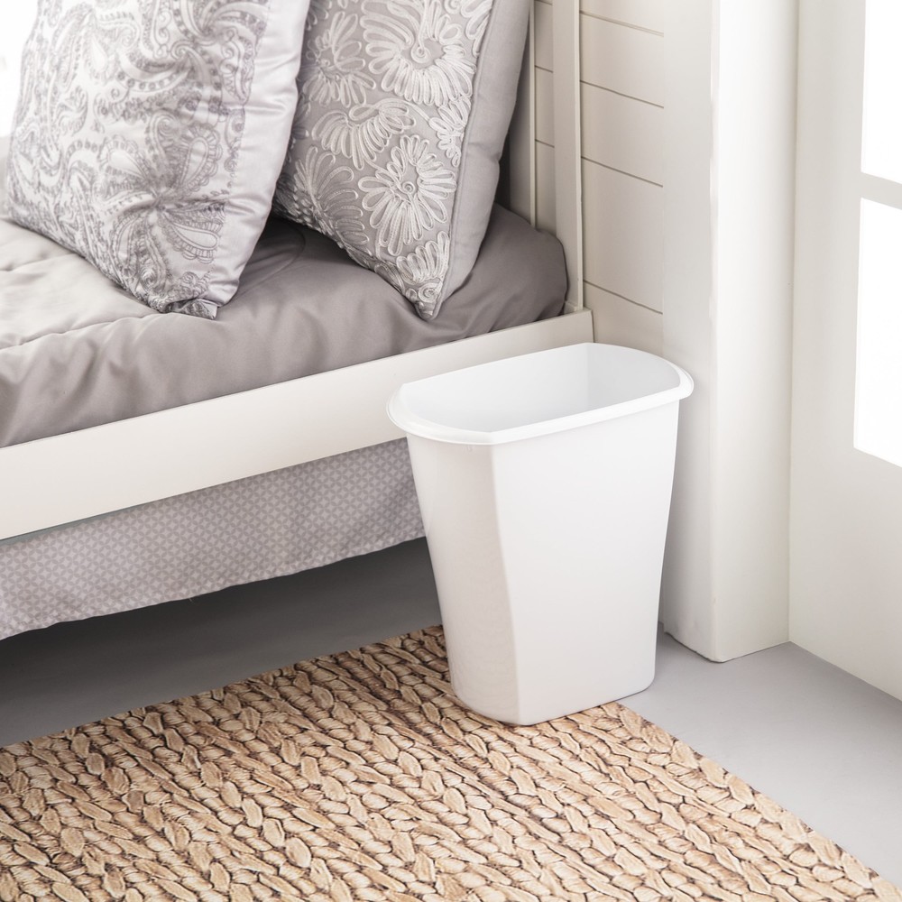 (2 pack) 3 Gallon Wastebasket, Open Plastic Trash Can, White