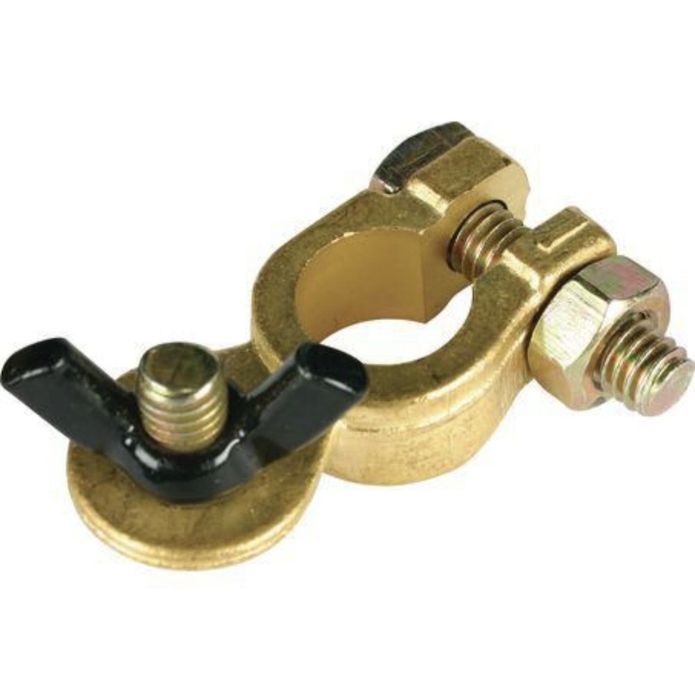 Battery Terminal Negative Solid Brass With Wing Nut - 10 Pack
