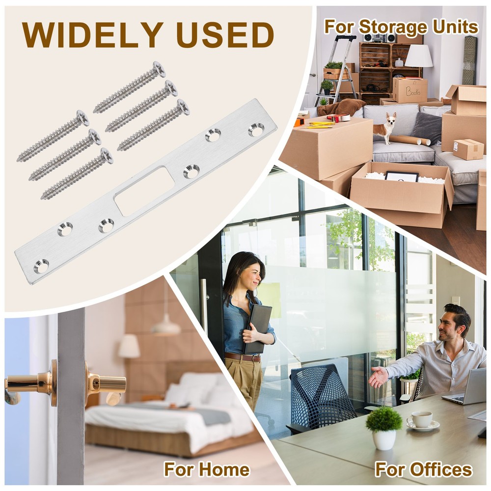 Door Strike Plate, 6 Inch Security Latch Strike (Silver)