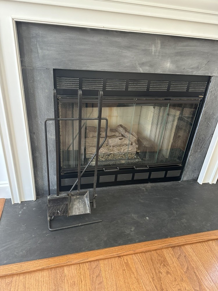 Vintage MCM Iron Modern Fireplace Tool Set Black