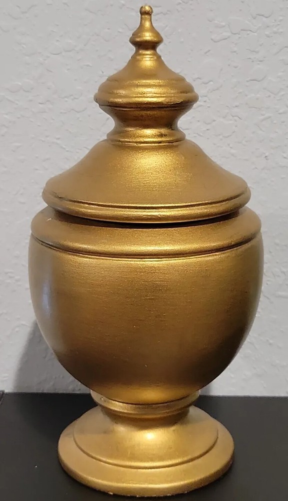 Ceramic Painted Gold Eagle Urn/Ginger Jar
